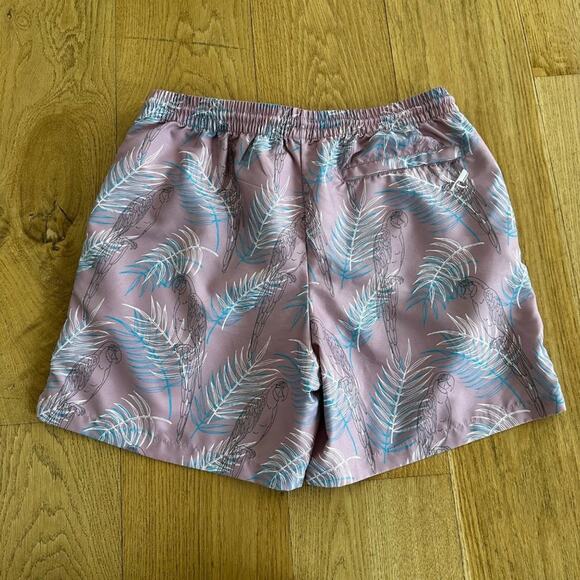 Distorted People Parrot Print Swim Board Shorts in Gray & Mauve - Picture 4 of 4